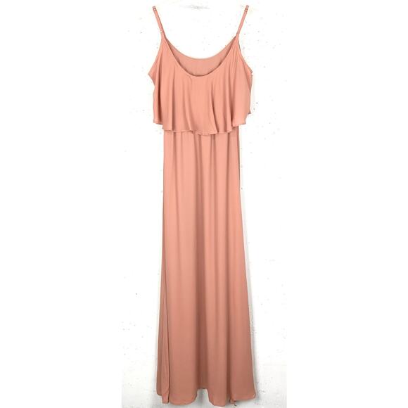 Show Me Your Mumu Caitlin Ruffle Maxi Dress Rustic Mauve Crisp Size Small - Picture 3 of 13